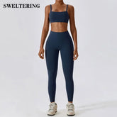 2PCS Women's Nude Feel Yoga Set – Gym Sports Bra & Leggings Suit - Himpall
